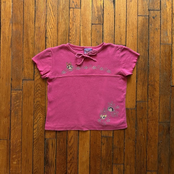 Cartoon Network Tops - Vtg Powerpuff Girls Cropped Baby Tee Shirt Cartoon Network Pink Y2k 2000‎